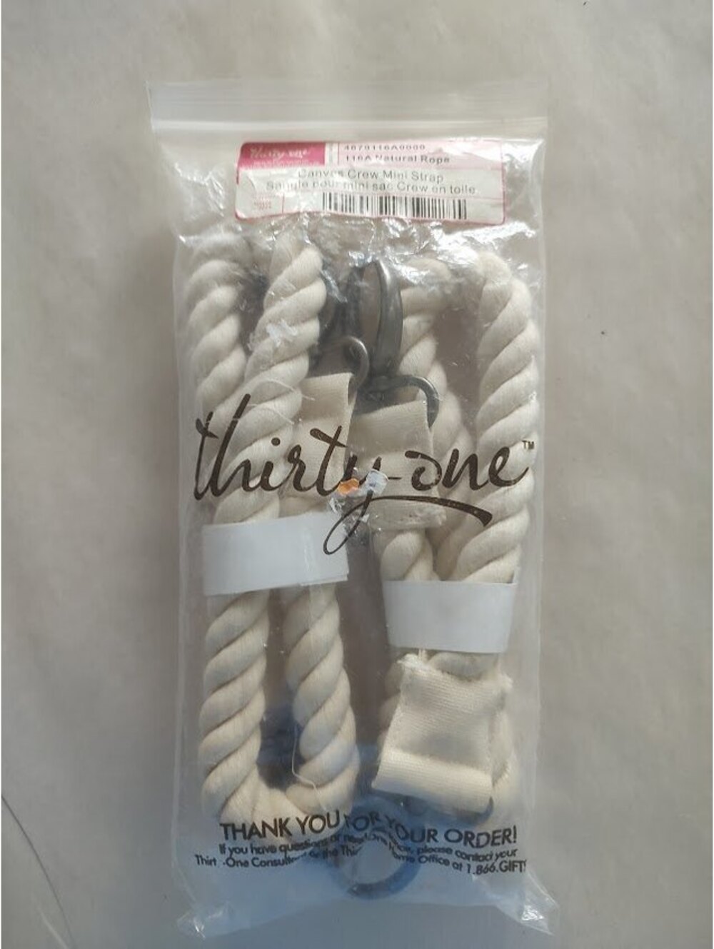 Thirty-One White Rope Mini Strap - Picture 1 of 2